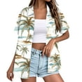 thumbnail image 1 of DENGDENG Womens Dressy Hawaian Shirts V Neck Tropical Print Button Down Shirts Trendy Summer Short Sleeve Hawaii T-Shirts Boho Tops Blouses White XL, 1 of 5