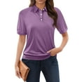 thumbnail image 1 of DENGDENG Womens Golf Polo Shirts With Collar Short Sleeve Business Collared Golf Shirts Button Lapel Wicking Work Blouses Lightweight Fashion Tops Purple S, 1 of 5