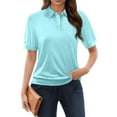 thumbnail image 1 of DENGDENG Womens Golf Shirts Button Up Lightweight Collared Polo Shirts Short Sleeve Business Casual Tops Work Summer Blouses Cyan 3XL, 1 of 5