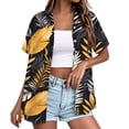 thumbnail image 1 of DENGDENG Womens Hawaian Shirt Gold Short Sleeve Floral Tropical Print Hawaii Tee Shirts Funny V Neck Beach Button Down Shirts Holiday Tunic Tops Gold L, 1 of 5