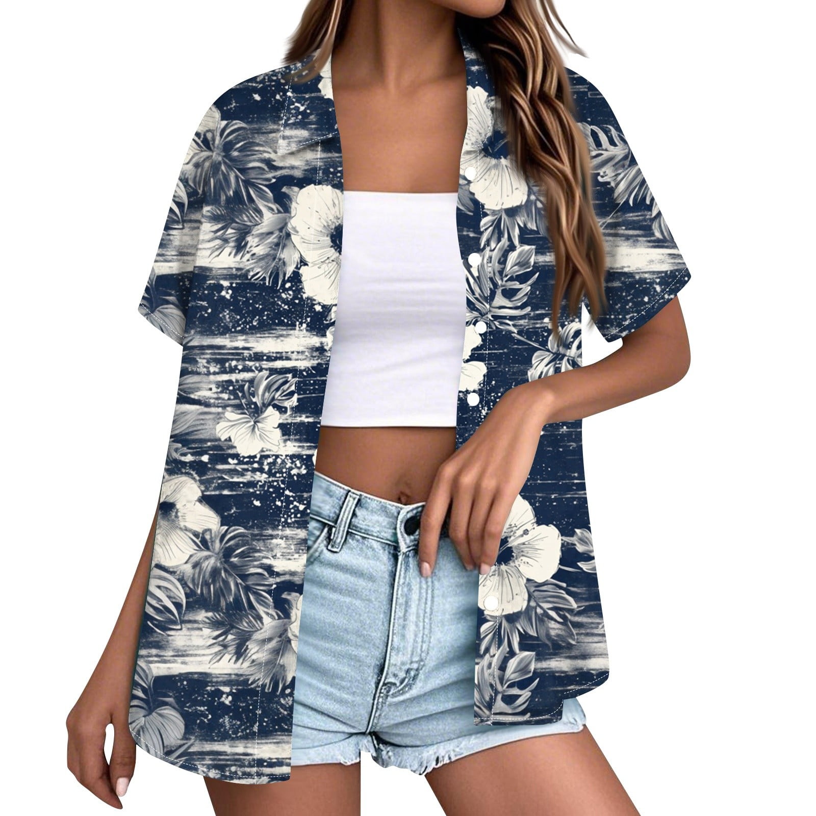 Women'S Premium Rayon Shirt With Tropical Print