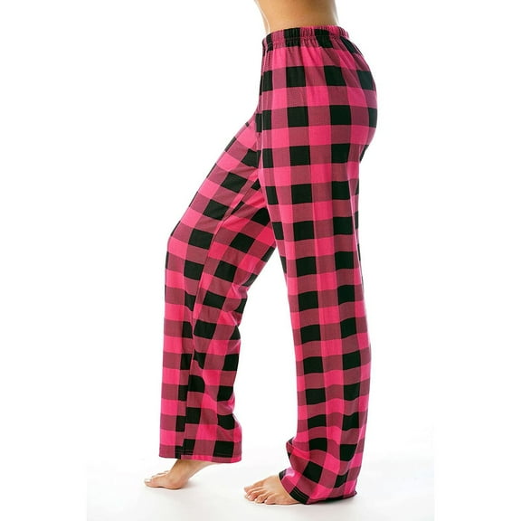DENGDENG Womens Plaid Pj Pants Plaid Cute Pajamas Joggers Lounge Sleep Bottoms Plus Size Checkered Pants Comfy Drawstring Wide Leg Pant 2024 Hot Pink L