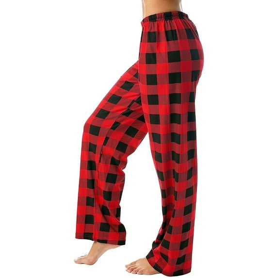 DENGDENG Womens Plaid Pj Pants Plaid Cute Pajamas Joggers Lounge Sleep Bottoms Plus Size Checkered Pants Comfy Drawstring Wide Leg Pant 2024 Red M