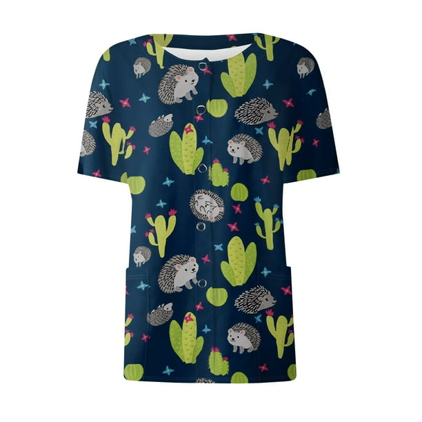 Short sleeve snap front scrub top hot sale