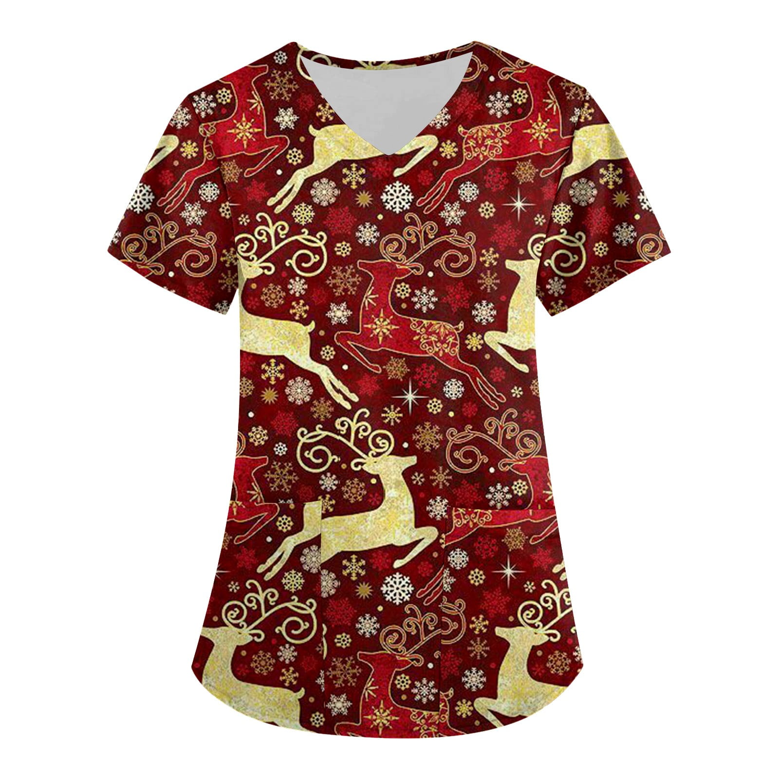 DENGDENG Womens Scrubstar Tops Christmas V Neck Womens Tops Dressy Casual Christmas Reindeer