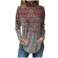 thumbnail image 1 of DENGDENG Womens Tunic Tops Long Sleeve Turtleneck Blouses Winter Mock Neck Tops To Wear with Leggings Ethnic Floral Print Shirts Fall Loose Fit Clothes Holiday Plus Size Sweatshirts Wine S, 1 of 5
