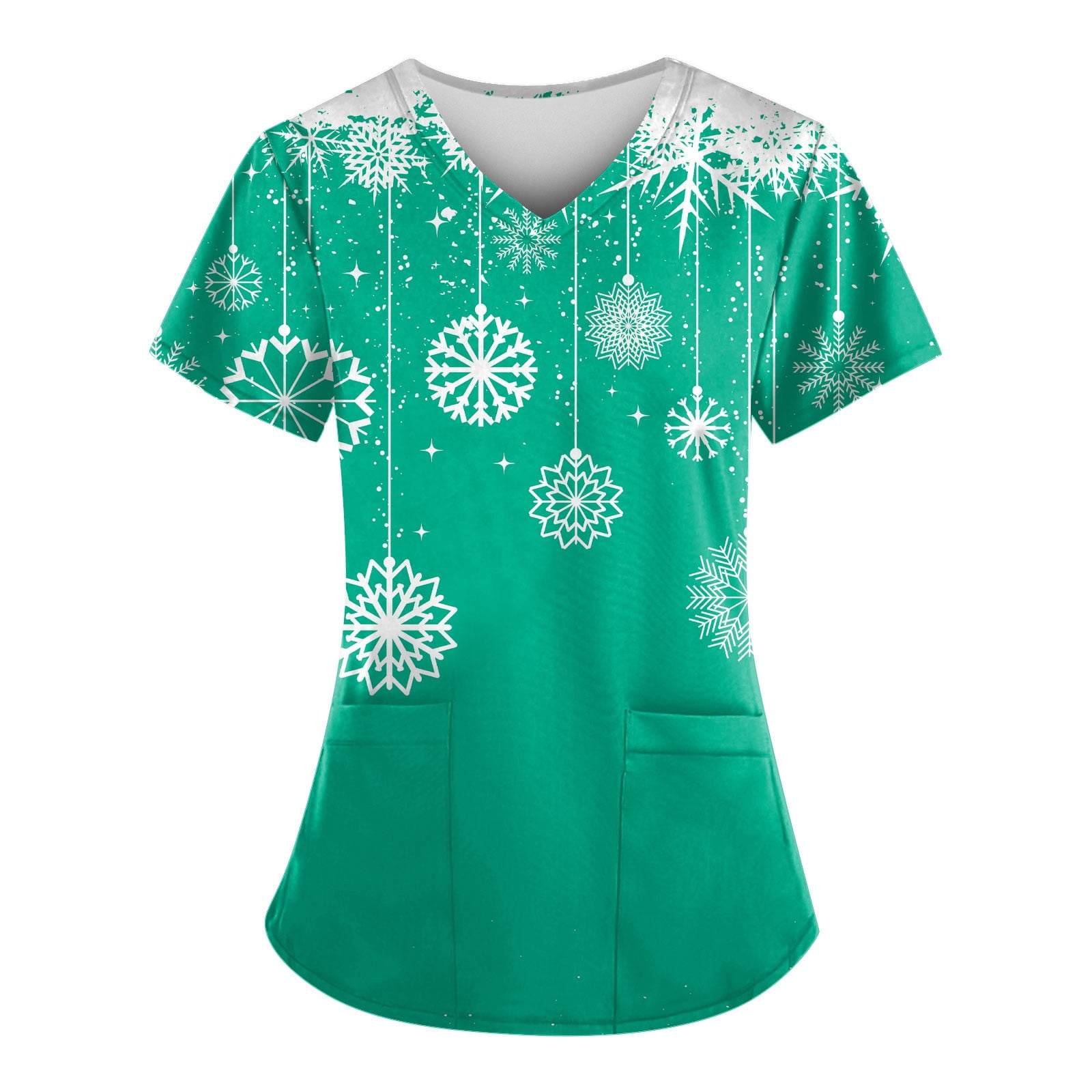 DENGDENG Xmas Clearance Scrub Christmas with Pockets Trendy Tops