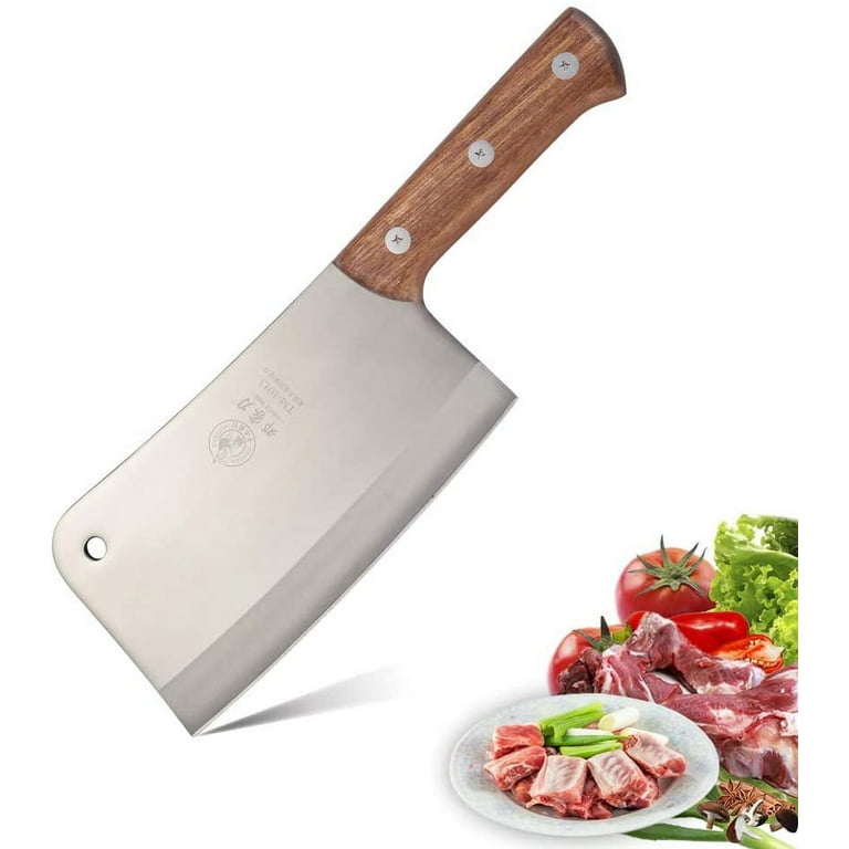 DENGJIA 7.5 Inch Blade Forged Heavy-Duty Cleaver Chopper Knife Household Butcher  Knife With Full Tang Wooden Handle For Cutting Bones 