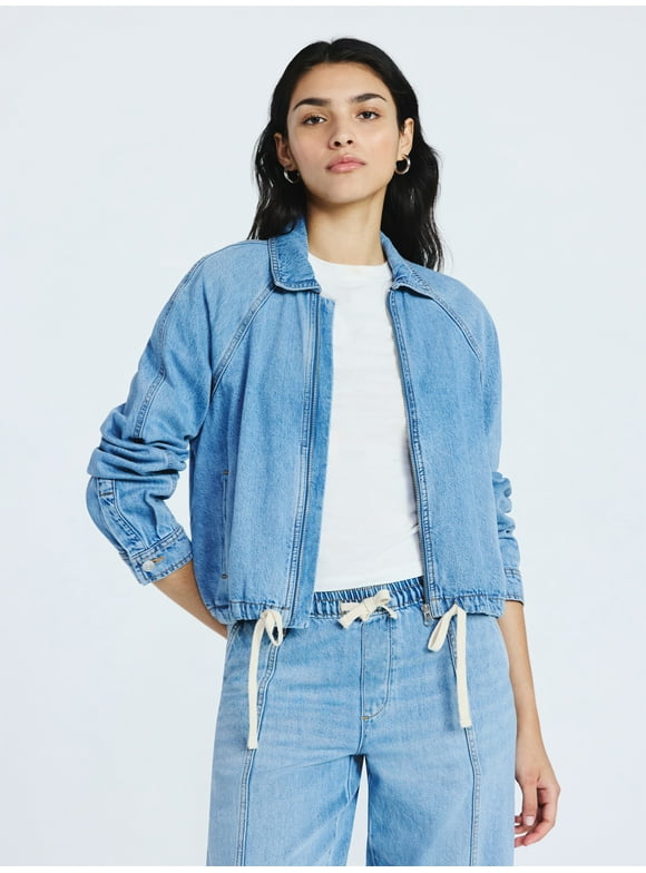 Women's and Women's Plus Denim Bomber Jacket, Midweight, Sizes XS-4X