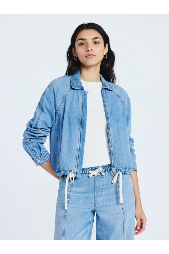 Women's and Women's Plus Denim Bomber Jacket, Midweight, Sizes XS-4X