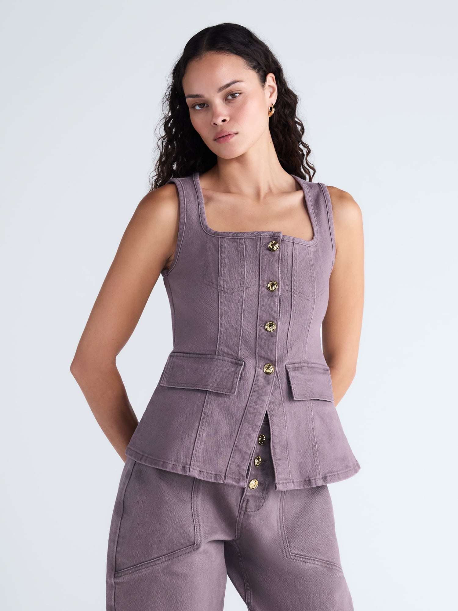 Scoop Women's and Women's Plus Denim Corset Top, Sizes XS-4X