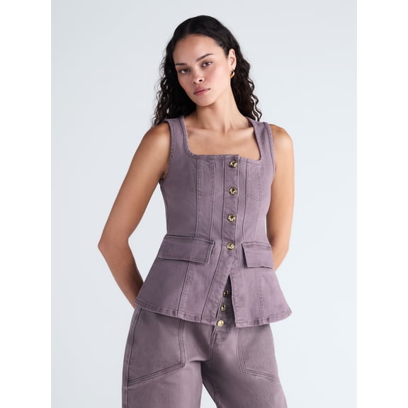 Scoop Women's and Women's Plus Denim Corset Top, Sizes XS-4X