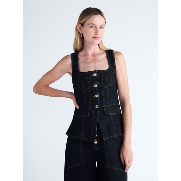 Scoop Women's and Women's Plus Denim Corset Top, Sizes XS-4X