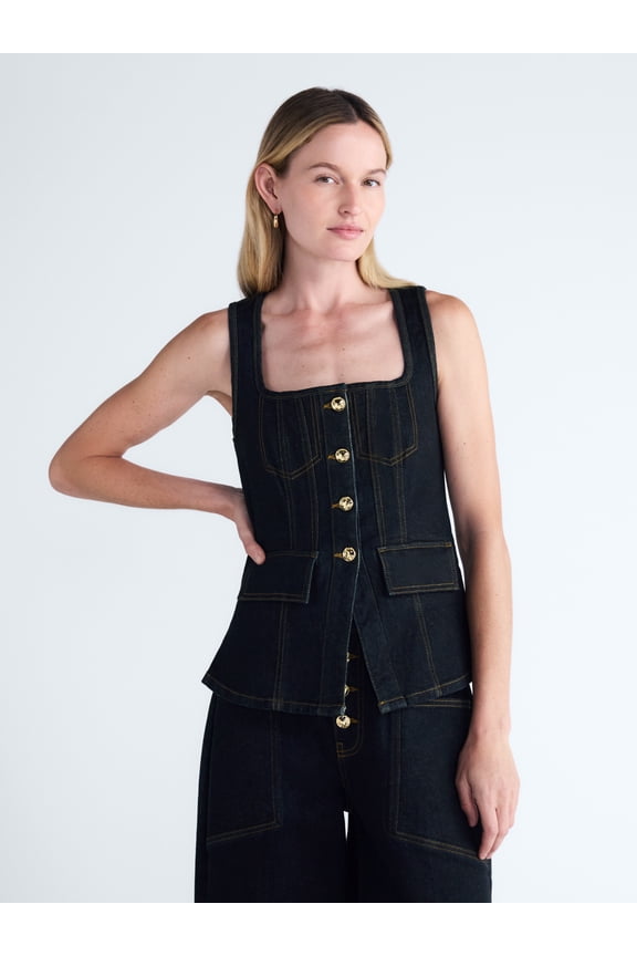 Women's and Women's Plus Denim Corset Top, Sizes XS-4X