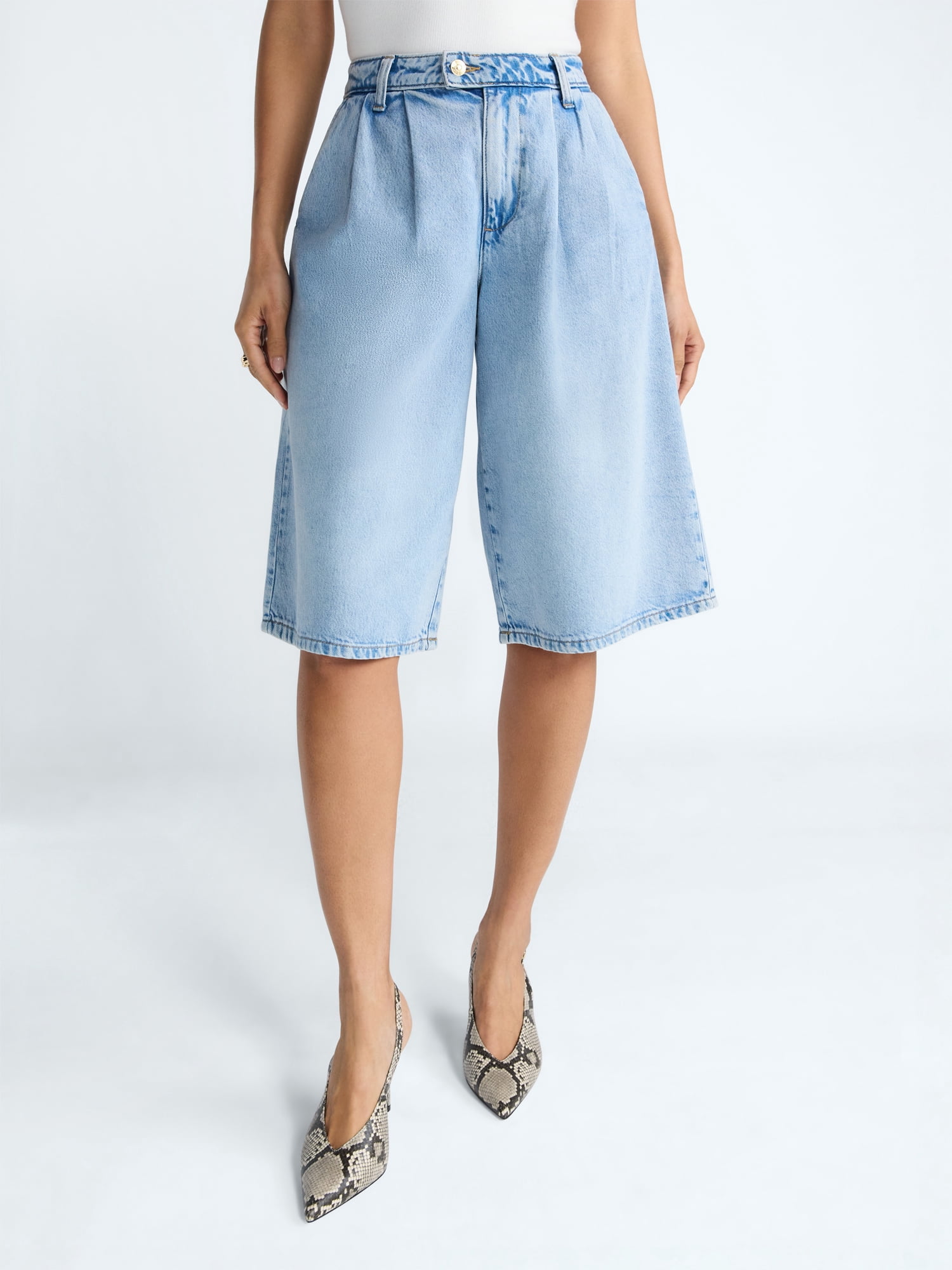 Devil Wears Prada Scoop Collection Women's and Women's Plus Denim Pleated Culottes, Sizes 0-26W