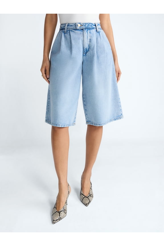 Devil Wears Prada Scoop Collection Women's and Women's Plus Denim Pleated Culottes, Sizes 0-26W