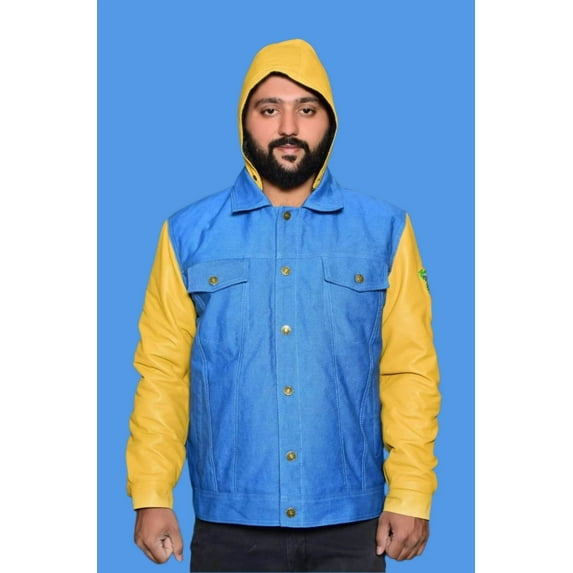 DENIM LEATHER SLEEVE JACKETS