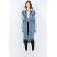 thumbnail image 1 of American Bazi Contrast Longline Hooded Denim Jacket, 1 of 4