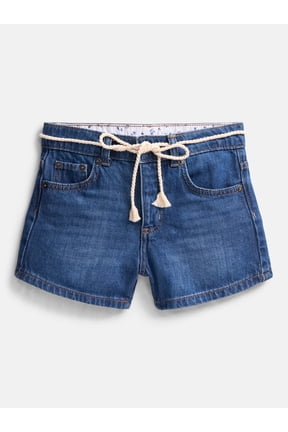 Girls Denim Shorts with Tie Cord, Sizes 4-18