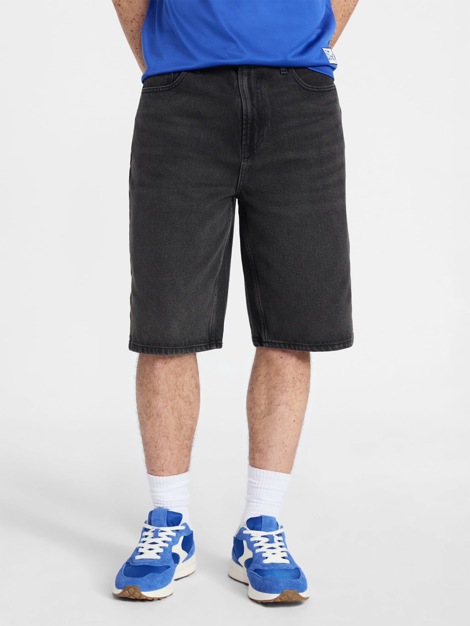 No Boundaries Men’s Denim Shorts, 100% Cotton, 12” Inseam, Sizes 28-44