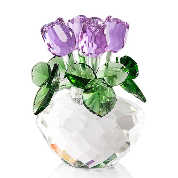DENIMOMO Crystal Rose Gifts for Mom Grandma,Crystal Rose Figurine Home Deco Mothers Day Thanksging Anniversary Birthday Gifts for Women Wife/Purple Y101