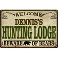 thumbnail image 1 of DENNIS'S Hunting Lodge signGift Man Cave 12x18 Metal Sign 112180085043, 1 of 1