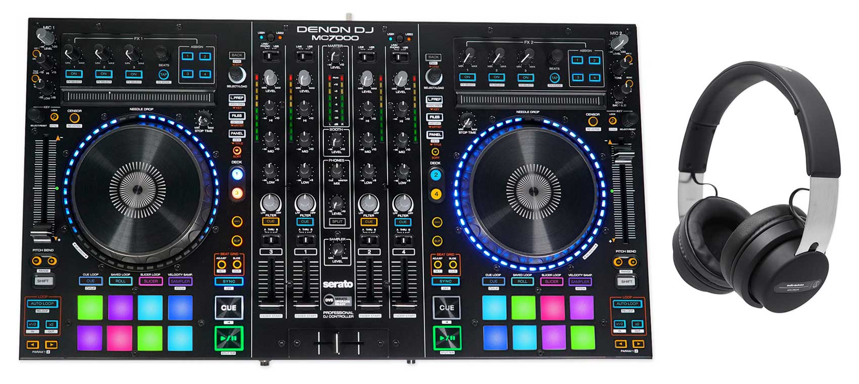 DENON MC7000 4-Ch Digital Mixer, Serato DJ Controller+Audio