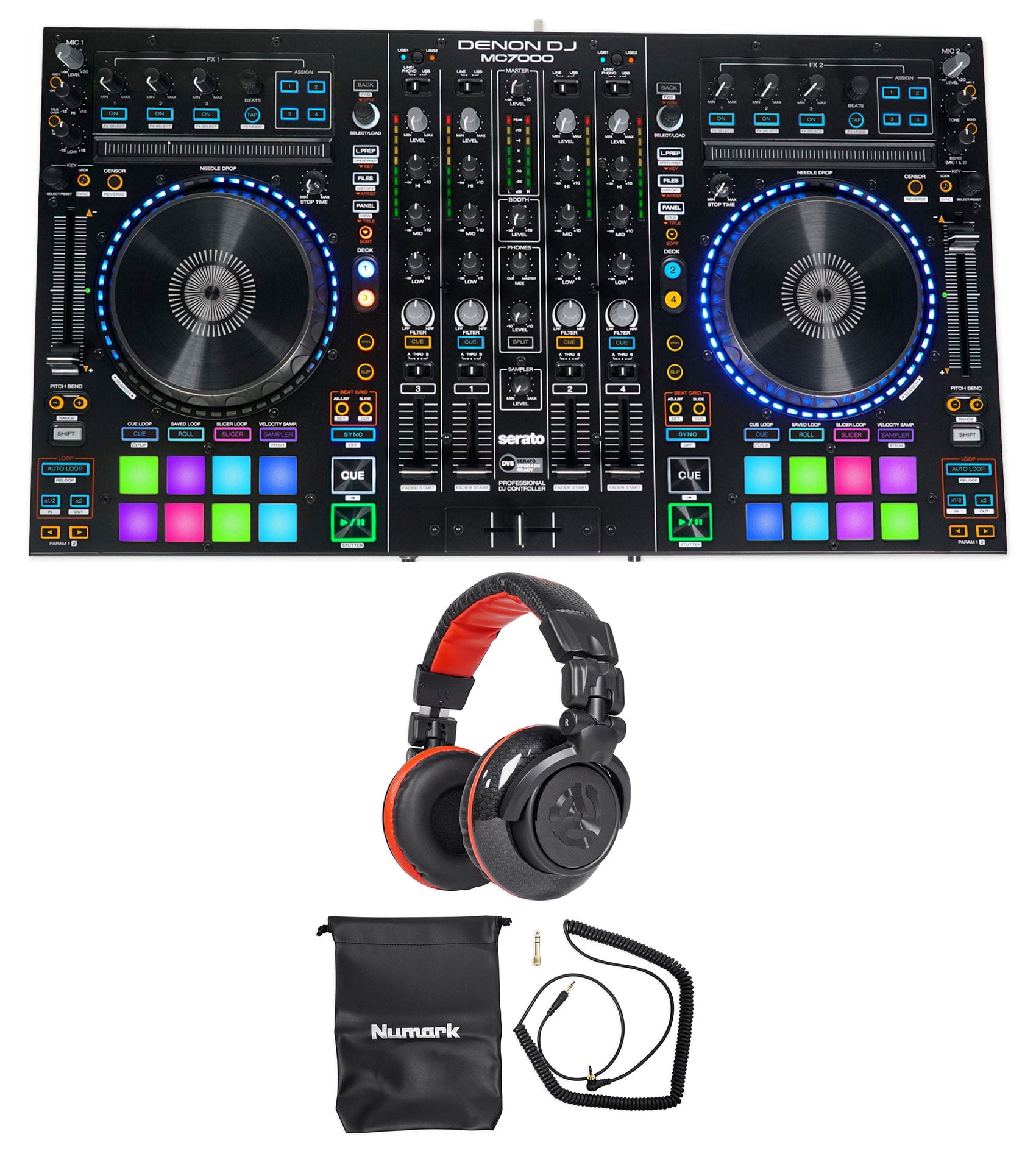 DENON MC7000 4-Channel Digital Mixer, Serato DJ Controller+Numark ...