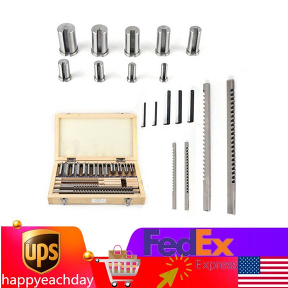 DENSET 18pcs Keyway Broach Kit 1/8 3/16 1/4 3/8 Inch HSS CNC Metalworking Cut Tool Set