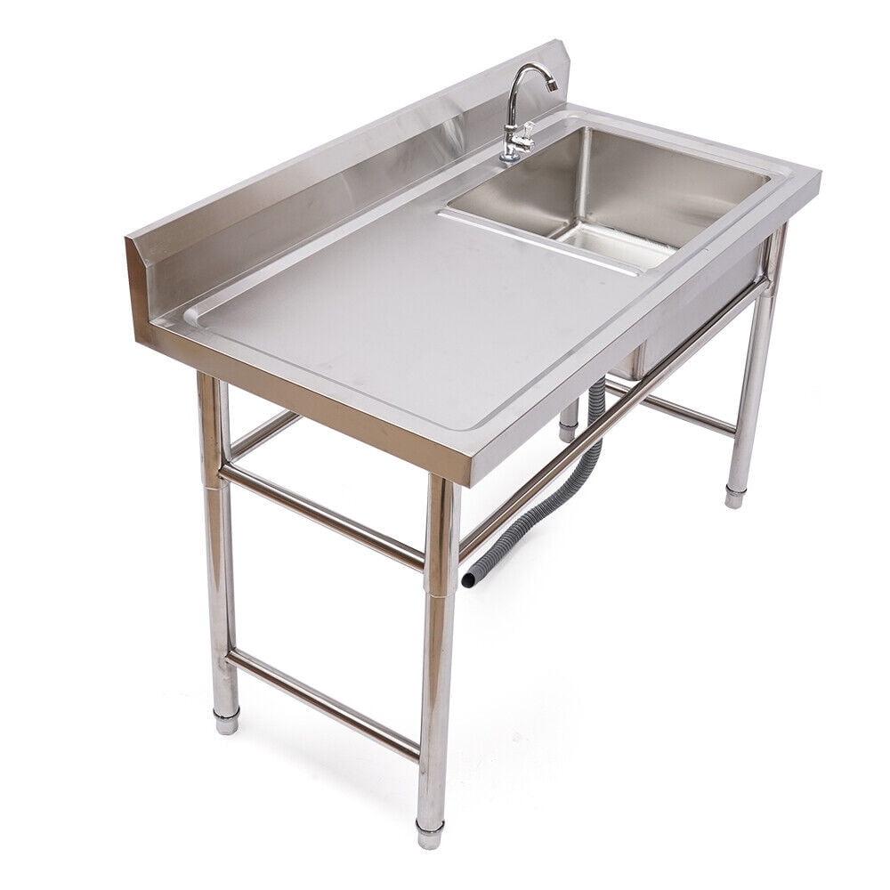 DENSET Commercial Kitchen Sink Prep Table w/Faucet Stainless Steel