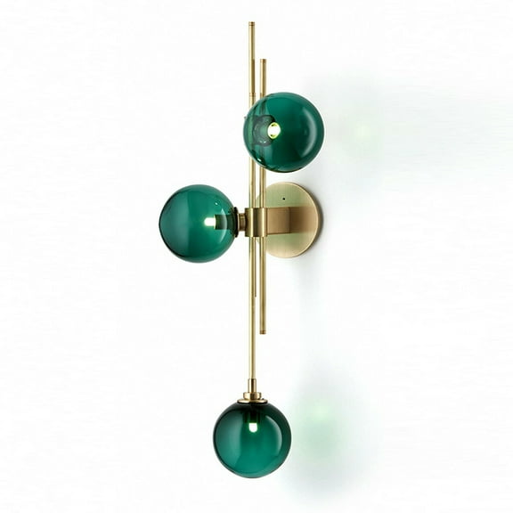 DENSET Mid-Century Modern Decor Globe Wall Sconce Green Glass Indoor LED Wall Light US
