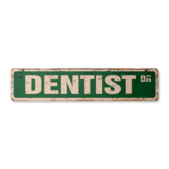 DENTIST Vintage Aluminum Street Sign dental surgeon teeth mouth health rustic metal tin | Indoor/Outdoor |  30" Wide