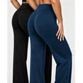 thumbnail image 1 of DENTOYOU 2 Pack Yoga Wide Leg Pants Women's Straight Leggings Bottoms High Waist Butt Lifting Pants Casual Workout Gym Leggings Black/Blue XL, 1 of 6