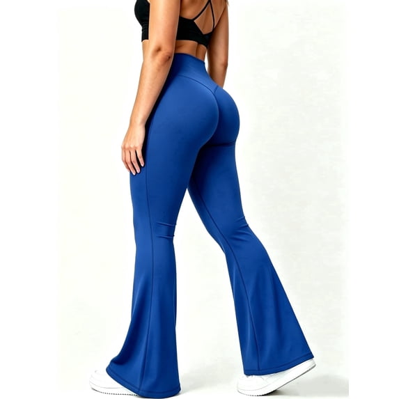 DENTOYOU Flare Yoga Pants for Women High Waist Butt Lifting Bootcut Pants Workout Sports Leggings Blue S
