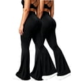 thumbnail image 1 of DENTOYOU 2 Pack Yoga Flare Pants Women's V Crossover Flare Leggings High Waist Butt Lifting Bootcut Pants Casual Workout Gym Leggings Black/Black L, 1 of 7