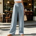 thumbnail image 1 of DENTOYOU Women's Wide Leg Pants with Pockets Work Dress Linen Pants Trendy Business Casual Outfits Comfort Fit Slacks Trousers Light Blue XXL, 1 of 6