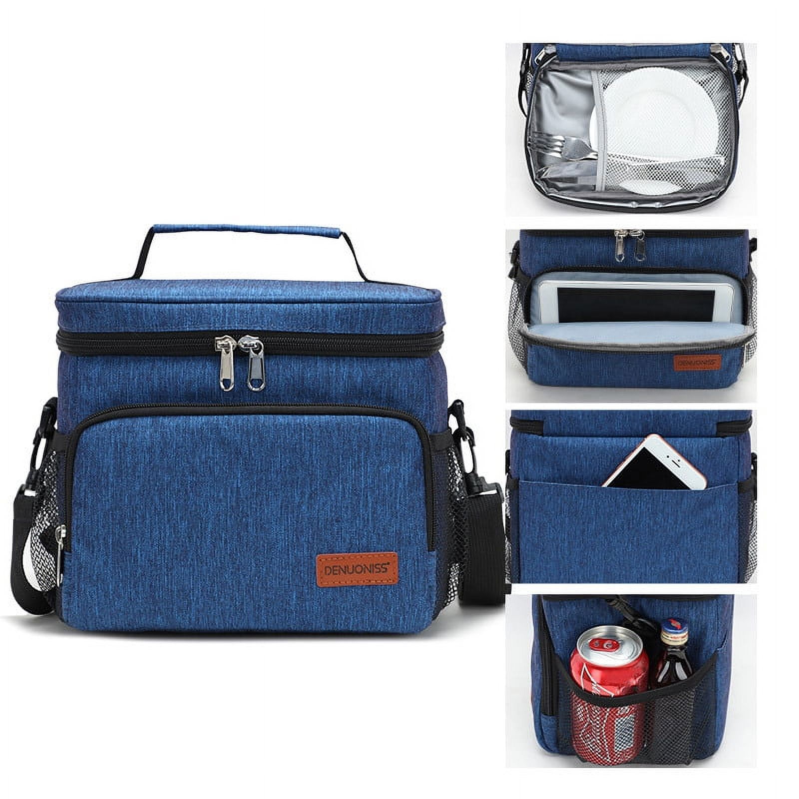 DENUONISS Insulated Lunch Bag For Women Large Capacity Thermal Picnic Bag With Shoulder Strap Meal Prep Plaid Print Cooler Bag Walmart