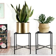 DENVDENCY Metal Plant Stand, 2 Pack Modern Metal Display Potted Rack,Rustproof Flower Pot Stand | Decorative Plant Holder for Home, Garden, Patio, Plant Lovers