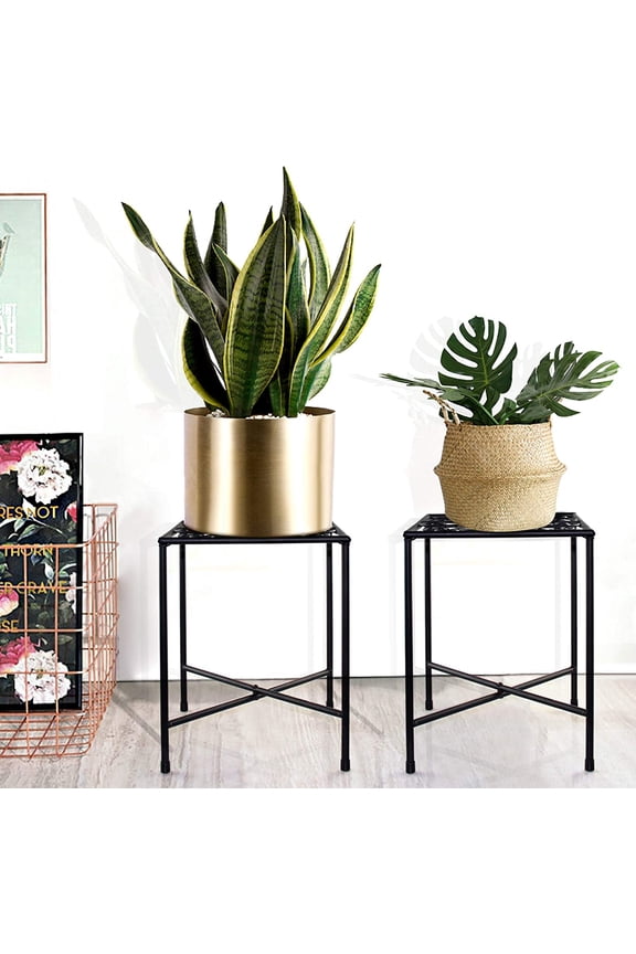 Metal Plant Stand, 2 Pack Modern Metal Display Potted Rack,Rustproof Flower Pot Stand | Decorative Plant Holder for Home, Garden, Patio, Plant Lovers