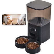 DENZUS Automatic Cat Feeder 2 Cats with Camera, 5L Dual Pet Auto Timed Electric Smart App Food Feeding Dispenser (Black, 2 Bowls)