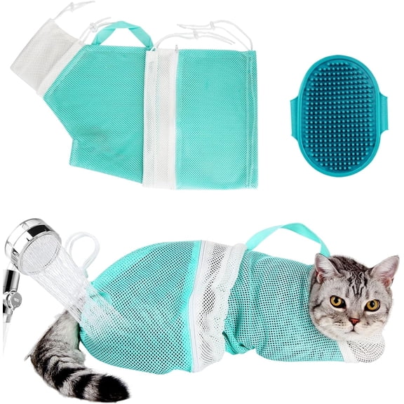 DENZUS Cat Bathing Mesh Bag Anti Scratch Anti Bite Soft Durable for Cats & Dogs Restraint Grooming Nail Trimming Washing