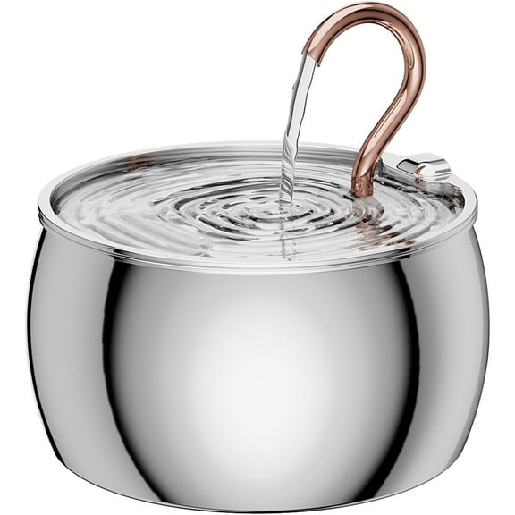 DENZUS Stainless Steel Water Fountain for Pets, 2.5L/84oz Gooseneck Drinking Spout Quiet Automatic Water Dispenser for Cats