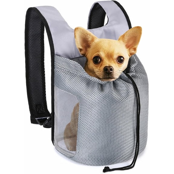 DENZUS Dog Front Carrier Backpack, Ventilated Mesh Puppy Pack with Safety Belt, Adjustable Breathable Pet Bag for Small Dogs and Cats, Lightweight for Hiking