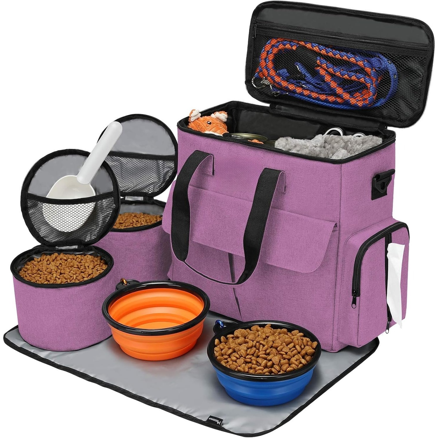 DENZUS Dog Travel Bag with 2 Collapsible Dog Bowls, 1 Dog Backpack ...