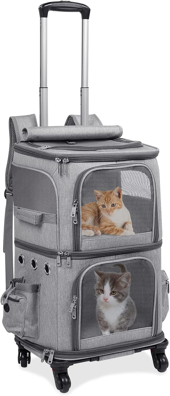 Image showcasing DENZUS Extra Large Double-Compartment Pet Carrier Backpack with Wheels ...