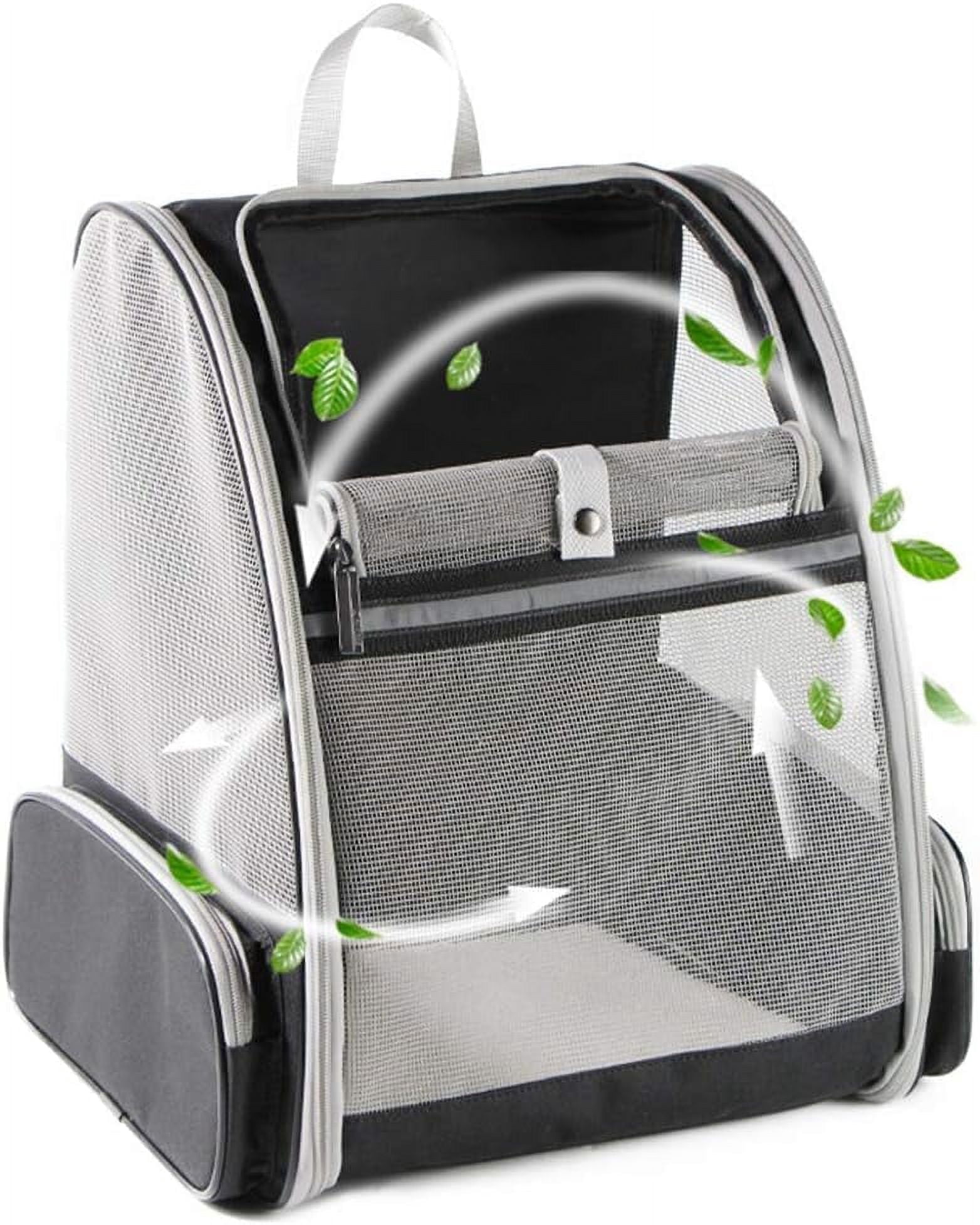 DENZUS Pet Backpack Carrier for Small Pets, Ventilated Mesh, Safety Buckle, Expandable & Collapsible Design (Black)