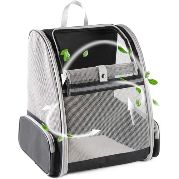DENZUS Pet Backpack Carrier for Small Pets, Ventilated Mesh, Safety Buckle, Expandable & Collapsible Design (Black)