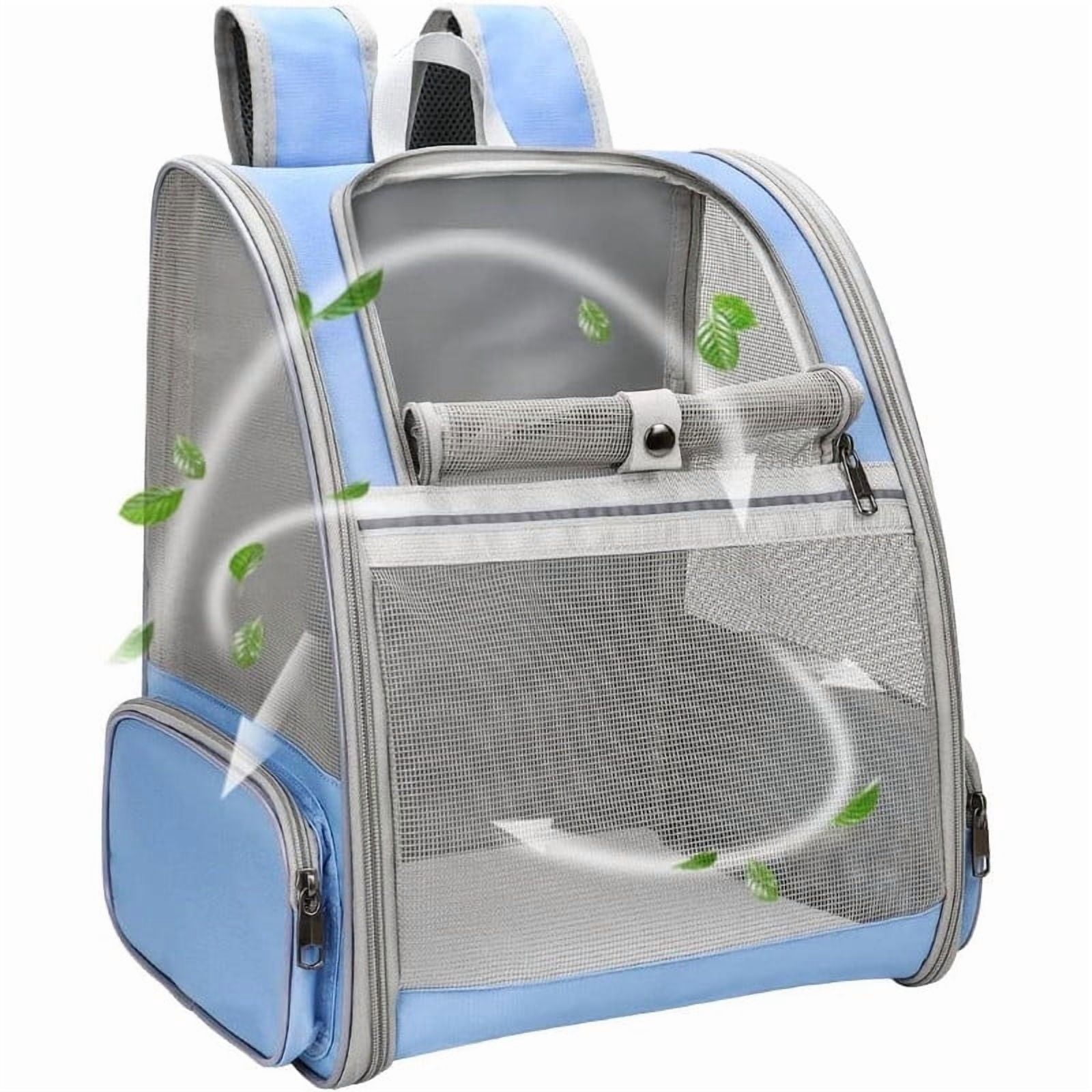 DENZUS Pet Backpack Carrier for Small Pets, Ventilated Mesh, Safety Buckle, Expandable & Collapsible Design (Blue)