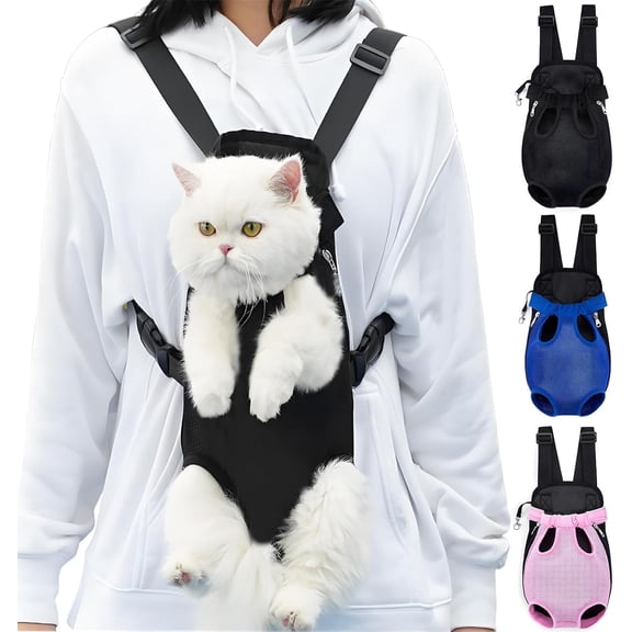 DENZUS Pet Carrier Backpack, Adjustable Pet Front Carriers for Small Medium Dogs Cats 5-18 lbs, Legs Out, Dog Cat Carrier Backpack for Hiking,Camping,Traveling,Cycling (Black, Medium（Fit:5-10lb）)
