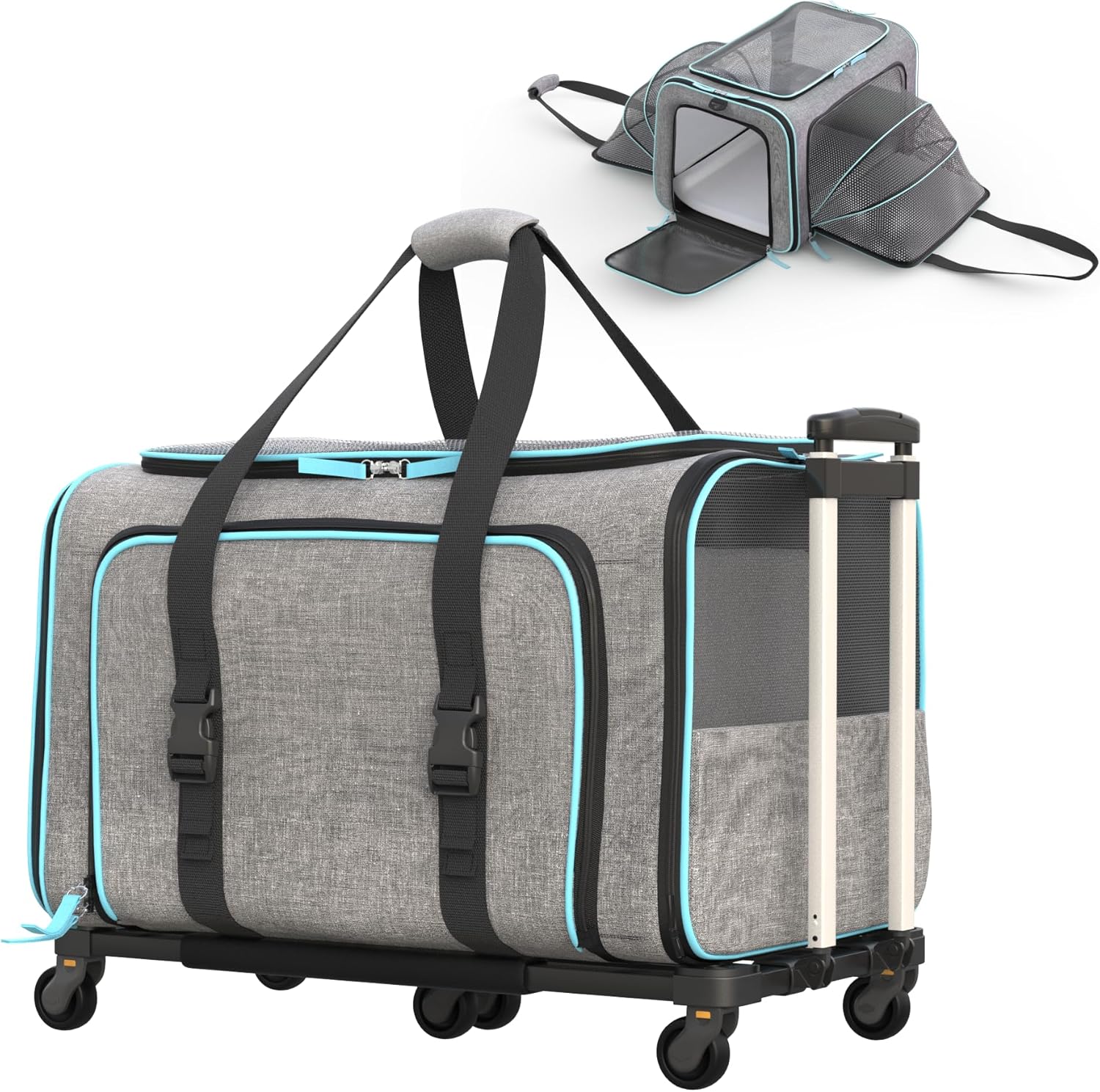 Expandable Wheel Rover DENZUS Rolling Rover Airline Compliant Expandable Premium Pet Carrier 6 ...